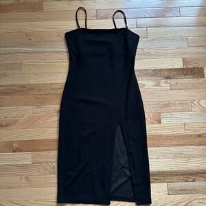 Black Midi Dress with Slit